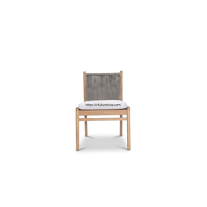 La silla de comedor Devora está hecha de madera de teca duradera y una intrincada tejedura de cuerda, que ofrece un asiento elegante. - Product Image 3