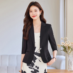 Light Blue Women's Blazer 80g Polyester Breathable Summer Suit Top Casual Elegant Style - Product Image 3