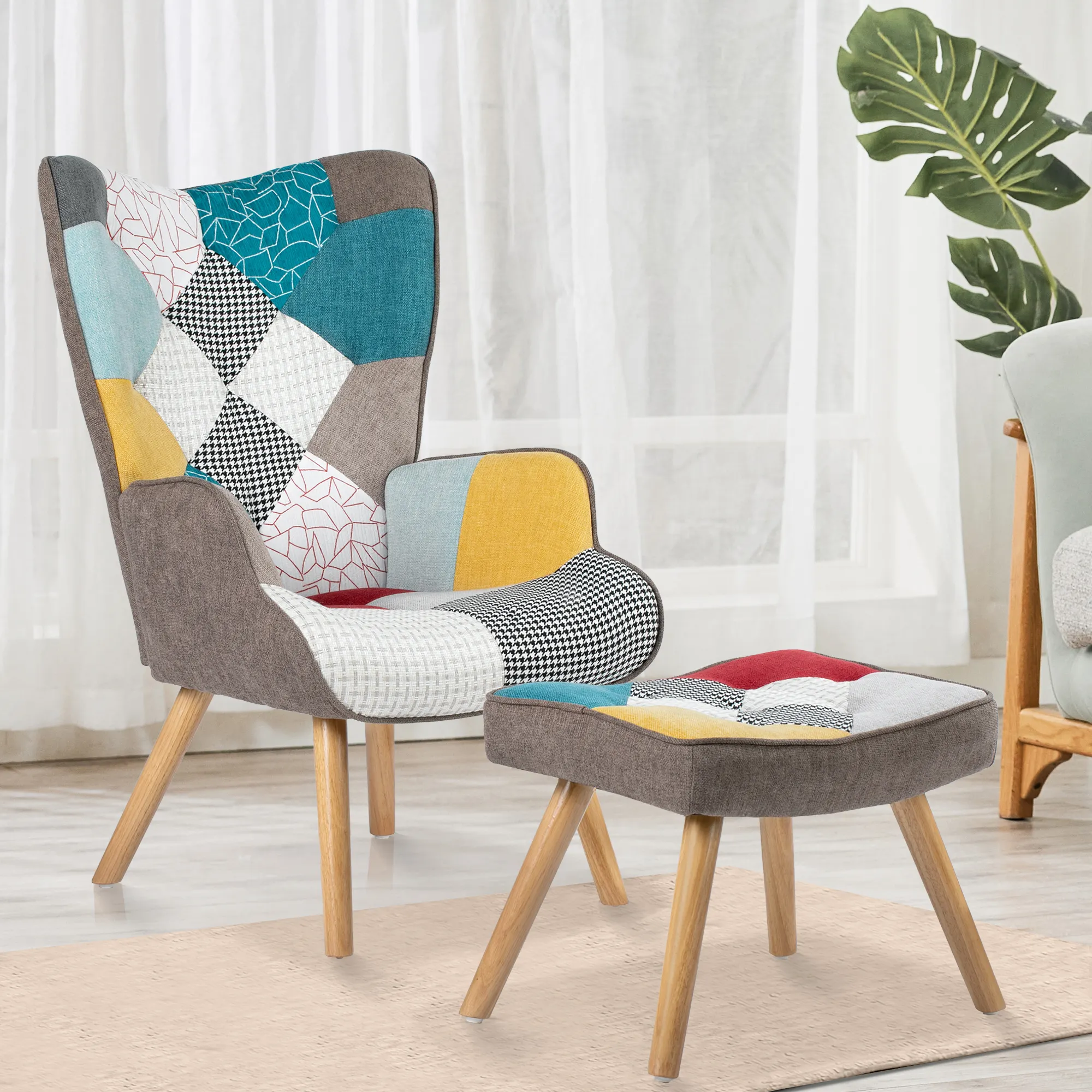 Mobilier de salon moderne, chaise de canapé KD, patchwork rembourré, chaise simple, fauteuil de relaxation, fauteuil Kd