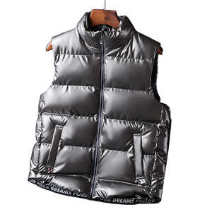 Chaleco Acolchado de Algodón Impermeable, Unisex, para Otoño e Invierno, Moderno, Brillante, Casual, Talla Grande, Grueso y Cálido - Product Image 1