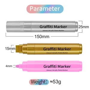 สีอะคริลิคปากกา,ชุด 18 Marker ปากกาสำหรับ Rock ภาพวาด,เซรามิค,พอร์ซเลน,แก้ว, หิน,ก้อนกรวด,ผ้า,ผ้าใบ,ไม้