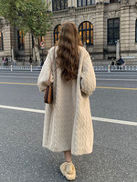 Manteau long élégant et épais en fausse fourrure multicolore pour femme, avec boutons recouverts, en polyester, style peluche, vente en gros