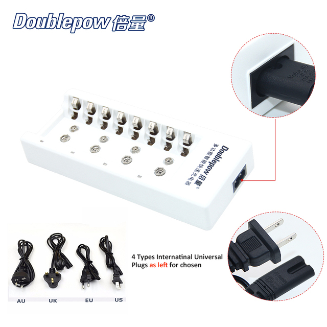 Doublepow 8-Slot Fast AC Universal Battery Charger Li-Ion 1.2V NiMH AA AAA NICD Battery Chargers