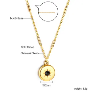 Jewelry Dainty 18K Gold Plated Stainless Steel Custom Rectangle Zirconia Pendant Necklace For Women