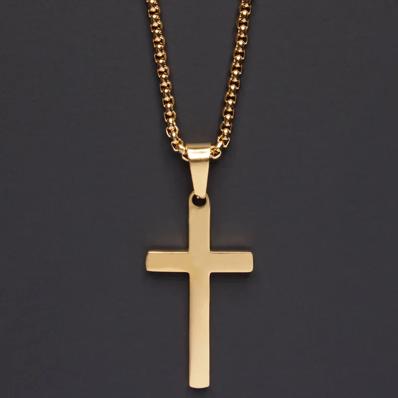 Stainless Steel Classic Cross Necklace Fashion Men Jewelry Cross Pendant Necklace For Gift