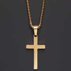 Stainless Steel Classic Cross Necklace Fashion Men Jewelry Cross Pendant Necklace For Gift