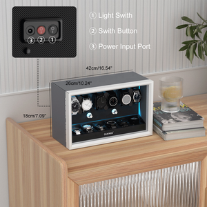 Nuevo y Moderno Estuche Giratorio Automático para 6+6 <span class=keywords><strong>Relojes</strong></span>, Caja Exhibidora con Acabado Premium <span class=keywords><strong>de</strong></span> Madera y Película Protectora - Product Image 6