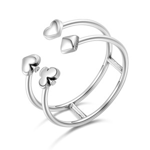 BAGREER SCR132 nuovo arrivo a forma di <span class=keywords><strong>cuore</strong></span> piazza aperta regolabile <span class=keywords><strong>anello</strong></span> in argento 925 <span class=keywords><strong>anello</strong></span> di barretta per i monili delle donne delle ragazze - Product Image 4