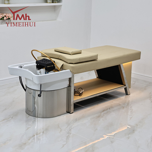 YIMEIHUI Lit de lavage de luxe thaïlandais en acier inoxydable avec bac en céramique pour salon de coiffure - Product Image 1