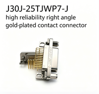 Connecteur électrique miniature rectangulaire à angle droit J30J-25TJWP7-J, série J30J, 25 broches, contact plaqué or, 3A