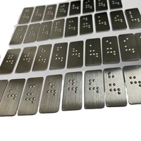 Autocollant Braille pour bouton d'ascenseur, en acier inoxydable, tactile, pour aveugles, avec signalisation de l'étage et interrupteur haut/bas