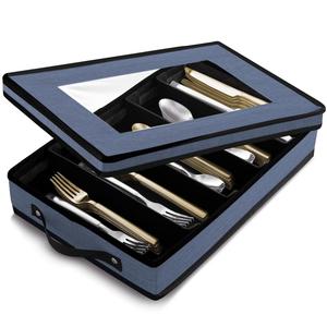 5 Compartment Flatware <b>Storage</b> Case Silverware Case with Handles Protects and Organizes Cutlery - Product Image 1