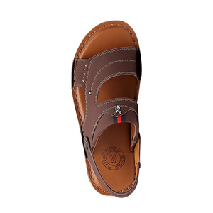 Men's Solid Genuine Leather <b>Flat</b> <b>Sandals</b> Open Toe Anti-Slippery Rubber Outsole Casual Outdoor Shoes Size 40-45 - Product Image 4
