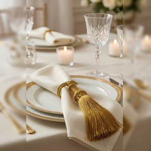 Juego de Servilleteros Clásicos con Borlas Doradas para Decoración de Mesa de Boda - Product Image 1