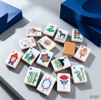 Jeu de Mahjong Américain Rétro Pop Art - Tuiles Lèvres et Dragon Créatives, Design Élégant Bicolore