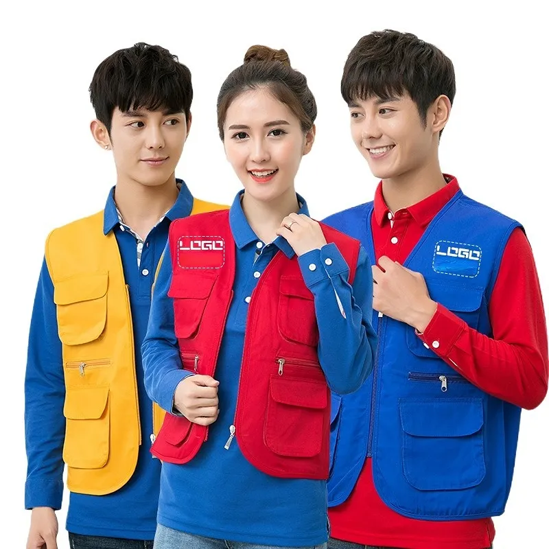 Factory Custom Wholesale Twill Fabric Multi-pocket Jacket Vest Work