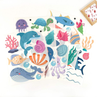 Autocollants muraux imperméables d'animaux marins, autocollants yingao colorés pour la décoration de la chambre d'enfants et de la maison