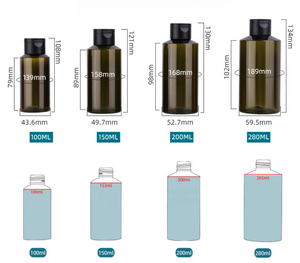 Botellas cosméticas de plástico para mascotas ecológicas de 100ml/200ml, cubierta abatible negra con hombro oblicuo <span class=keywords><strong>verde</strong></span>, cuidado de la piel de viaje vacío plano - Product Image 5