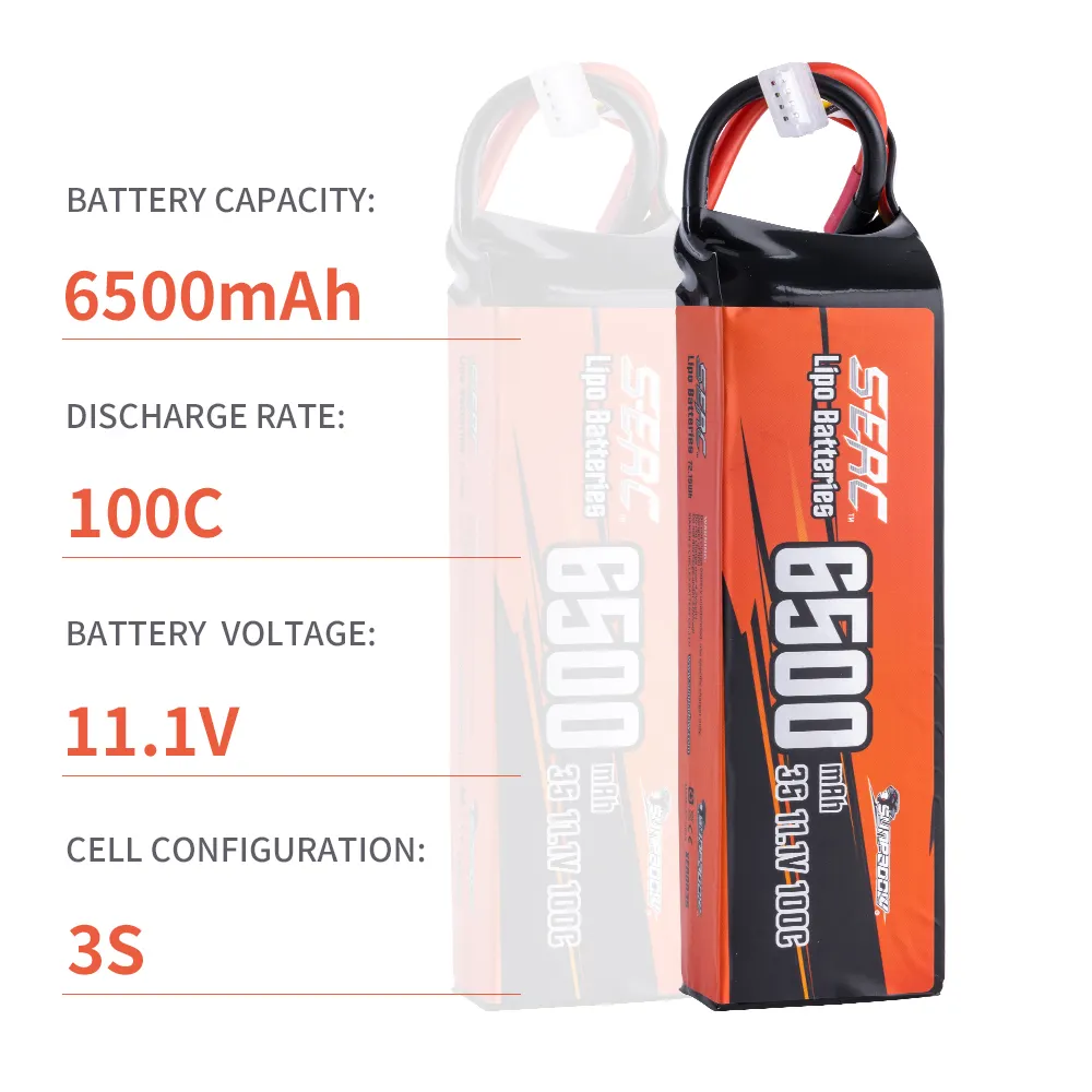 SUNPADOW 3S 11.1V Lipoバッテリー6500mAh100Cソフトケース、ディーンTプラグ付きRCカートラックボート車両タンクバギーレーシングホビー