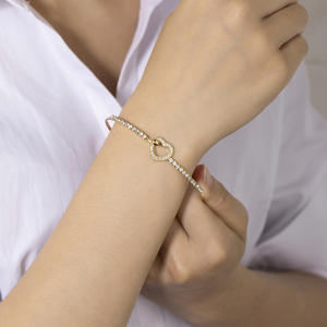 Pulsera de Aleación con Dijes de Cristal, Estilo Romántico, Chapada en Plata/Oro Rosa, para Mujer, Joyería de Moda 2021 - Product Image 5