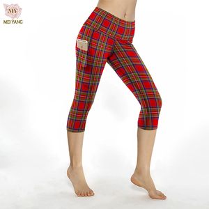 Leggings Personalizados Meiyang para Verano, Cintura Alta, Pantalones de Yoga de Seda de Leche, Leggings con Estampado a Cuadros y Bolsillos, Ropa de <span class=keywords><strong>Mujer</strong></span> - Product Image 6