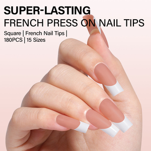 AILLSA X-Coat <span class=keywords><strong>Uñas</strong></span> Postizas Listas para Usar, Puntas Francesas <span class=keywords><strong>Blancas</strong></span> <span class=keywords><strong>Cuadradas</strong></span> Medianas - 15 Tamaños, Puntas <span class=keywords><strong>de</strong></span> <span class=keywords><strong>Uñas</strong></span> <span class=keywords><strong>de</strong></span> Gel <span class=keywords><strong>de</strong></span> Cobertura Completa para Salón y Reventa - Product Image 2