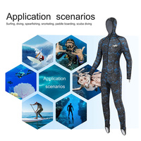 DIVESTAR Baju Renang Super Elastis Berbahan Hoodie Pelindung Sinar Matahari Satu Potong Motif Kamuflase Pakaian Renang Diving Wetsuit