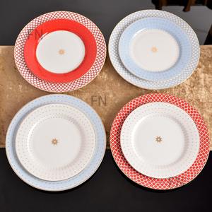 Platos de cerámica de lujo con diseño de diamantes para verduras y postres, platos para comida occidental - Product Image 1