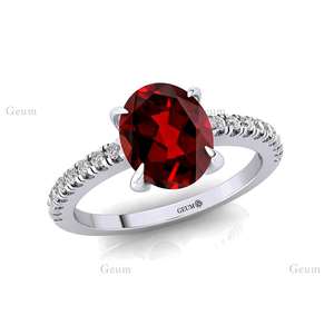 แหวนโกเมนสีแดงทรงรีที่ไม่เหมือนใครพร้อมเพชรทรงกลมธรรมชาติทำด้วยมือหินชิ้นเล็กๆทำด้วยมือเครื่องประดับทอง14K/18K และ OEM ODM - Product Image 6
