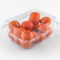 Récipient d'emballage PET clair de fruits frais à clapet carré d'approvisionnement d'usine boîtes d'anneaux perforées en plastique pour tomates, cerises et fruits