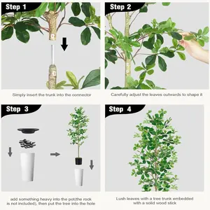 OH ARTS Arbre d'<span class=keywords><strong>olivier</strong></span> noir artificiel réaliste de 1,80 m de haut avec tronc naturel, pot blanc, décoration d'intérieur avec fausse lichette - Product Image 6