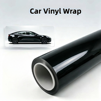 Film vinyle auto-adhésif PVC noir brillant à changement de couleur pour voiture, avec technologie Air Release, rouleaux de film vinyle noir pour voiture