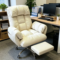 Chaise de bureau ergonomique en cuir rembourrée avec dossier haut et mécanisme de levage pour le bureau à domicile et les longues sessions assises