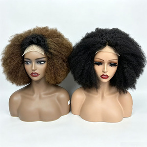 Letsfly 51$ Promotion 4x4 Closure Afro Curly <b>Wigs</b> 10in Transparent Lace 230g Full High Quality Natural Black & 1BT4 Color - Product Image 6