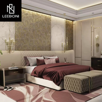Lit de luxe italien, dernier design, tissu en velours, grande tête de lit, lit super king size