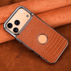 Étui de téléphone professionnel en cuir PU magnétique électroplaqué pour iPhone 17 14 15 16 Pro Max, coque arrière de protection compatible avec la recharge sans fil - Product Image 1