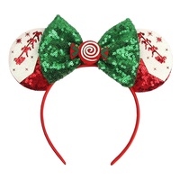 Bandeau de Noël tendance, oreilles de souris en bonbon, bandeau pour enfants, rouge et vert, bandeau de fête, bandeau de Noël pour enfants