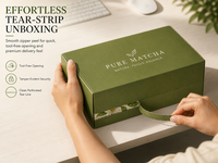 Boîte d'expédition personnalisée pour barres de thé vert matcha, impression couleur intégrale intérieure et extérieure, boîte d'expédition de luxe en carton ondulé à ouverture facile avec fermeture éclair