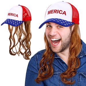 Unisex Loose Curly Adjustable Attached Hair Hat Long <strong>Cap</strong> Baseball Hairstyle Hair Mullet Wig Hiphop for Women Girls and Men Boys