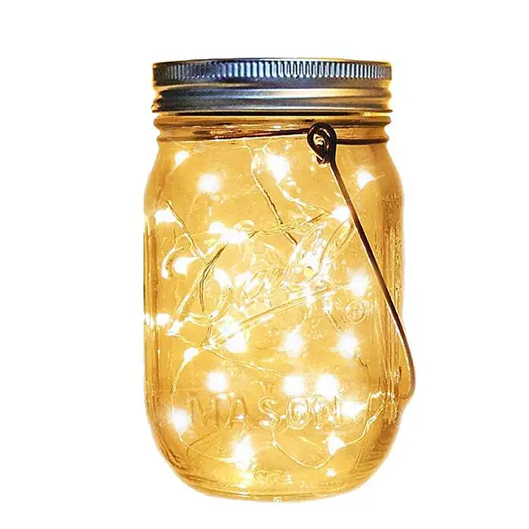 3m 30 LEDs Fairy Lights with Mason Jars and Hangers Waterproof Children Hanging Solar Lights Outdoor Decorative Lanterns