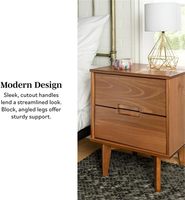 Table d'appoint de chevet avec rangement pour chambre à coucher classique, bois, brun caramel, 2 tiroirs en noyer