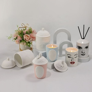 Pot en céramique blanc <span class=keywords><strong>de</strong></span> luxe, décoration <span class=keywords><strong>de</strong></span> maison, bricolage, ensemble cadeau <span class=keywords><strong>de</strong></span> <span class=keywords><strong>bougie</strong></span> parfumée, <span class=keywords><strong>citronnelle</strong></span>, bougies <span class=keywords><strong>de</strong></span> soja, étiquette privée personnalisée - Product Image 1