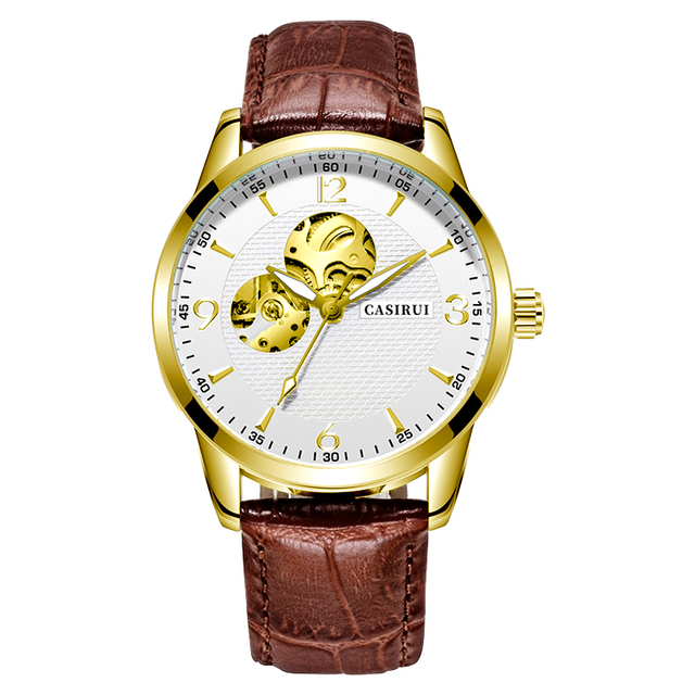 Top Brand Luxury Men's Business Waterproof Mechanical Watch Alloy Glass Moon Phase Automatic Wrist Band Luxury Leather Watch for