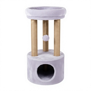 Torre para Gatos Amistar Lavender Cloud, de Piel Sintética Ecológica y Duradera, Fácil de Montar, 95 cm de Altura, Embalaje en Cartón, para Animales Pequeños - Product Image 1