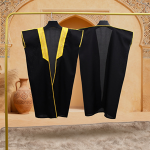 Arap Çocukları Bişt Yelek Takımı Erkek Çocuklar İçin Thobe Kıyafetleri Çocuklar İçin Altın İşlemeli Pelerin Müslüman Cübbe Dubai Suudi Arab Elbisesi Ramazan - Product Image 3