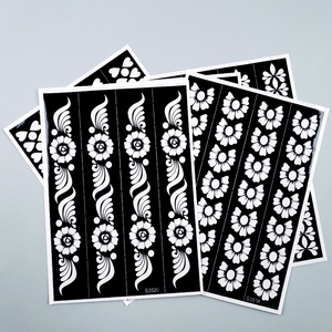 Stencil per Tatuaggi all'Henné con Disegni Vintage di Fiori e Cuori, Modelli Riutilizzabili Universali per Mani, Piedi e Arte Corporea - Product Image 6