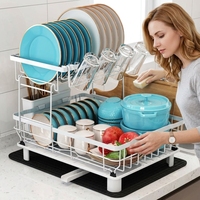 Égouttoir à vaisselle double couche pour comptoir de cuisine, étagère de rangement et support d'égouttage