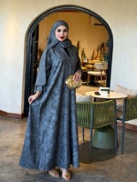 Abaya ample et fluide imprimée florale, robe longue, vêtement d'extérieur ouvert, kimono modeste, caftan, vêtements islamiques - Vente en gros ODM