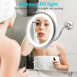 10X katlanabilir LED ışık makyaj masası aynası rotasyon seyahat ev soyunma tablo aksesuarları katlanabilir banyo Vanity aydınlatma - Product Image 4
