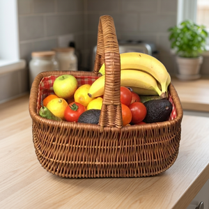 Cestas de Almacenamiento Plegables Ecológicas de Mimbre - Cestas Multifuncionales para Cosecha y Recolección de Verduras y Frutas, Talla L - Product Image 1